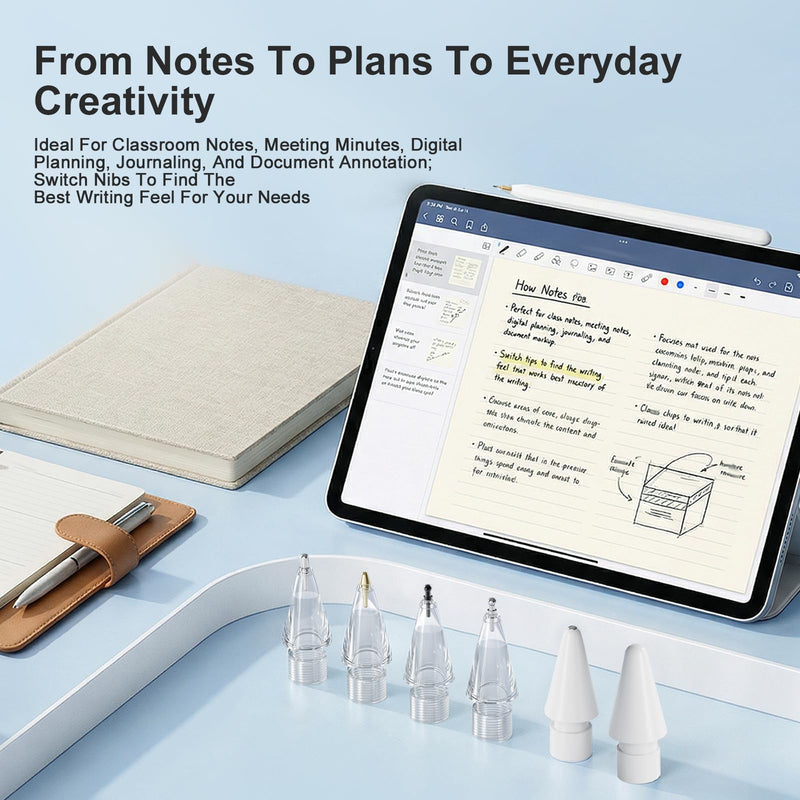 6 Pack Pencil Tips for Apple Pencil Pro, 1st & 2nd Generation, USB-C, Replacement Apple Pencil Nibs for Drawing, Writing, Note Taking, and Sketching on iPad - Green
