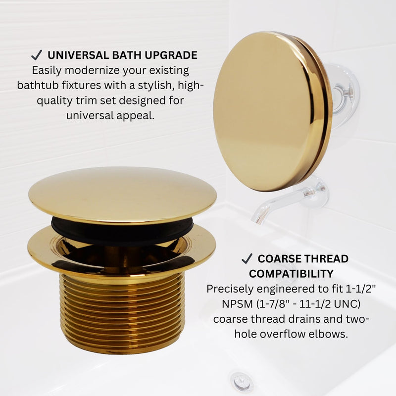 Westbrass Mushroom Tip-Toe Tub Trim Set with Floating Faceplate, Polished Brass, D398RK-01 1-Pack