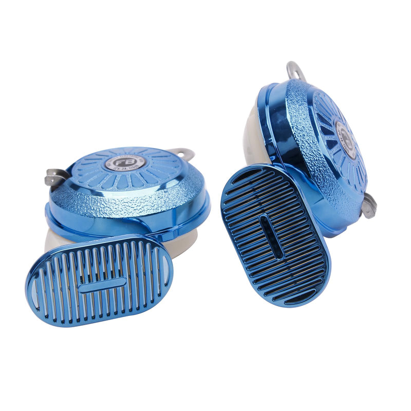 FARBIN Car Horns Super Loud Variable Sound Horn 3 Sound Train Horns 130db High Low Tone Trucks Boat Train Motorcycle Horn with Wiring Kit 12V (Blue) Blue