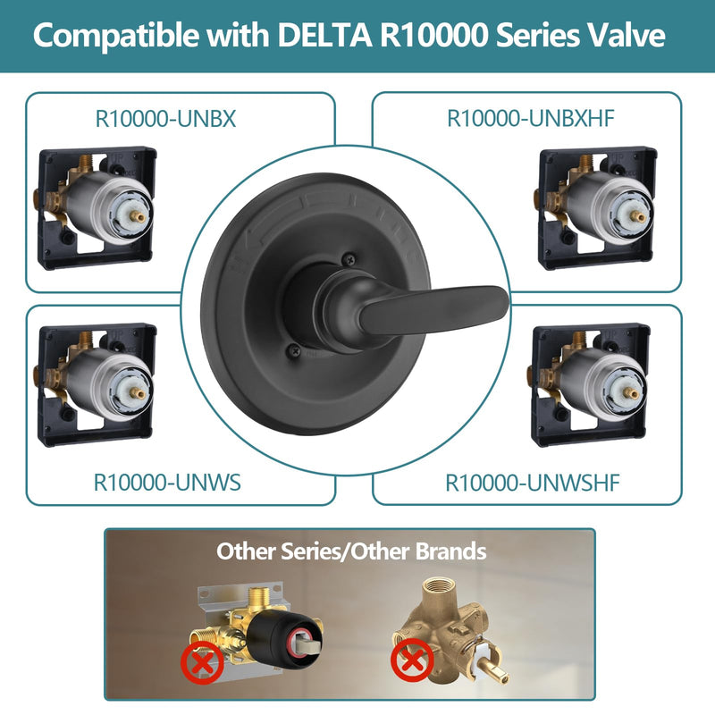 Replacement for Delta 13/14 Series Shower Trim Kit, Shower Cover Plate with Handle (Valve& Catridge Not Inclued) (Matte Black) Matte Black 1