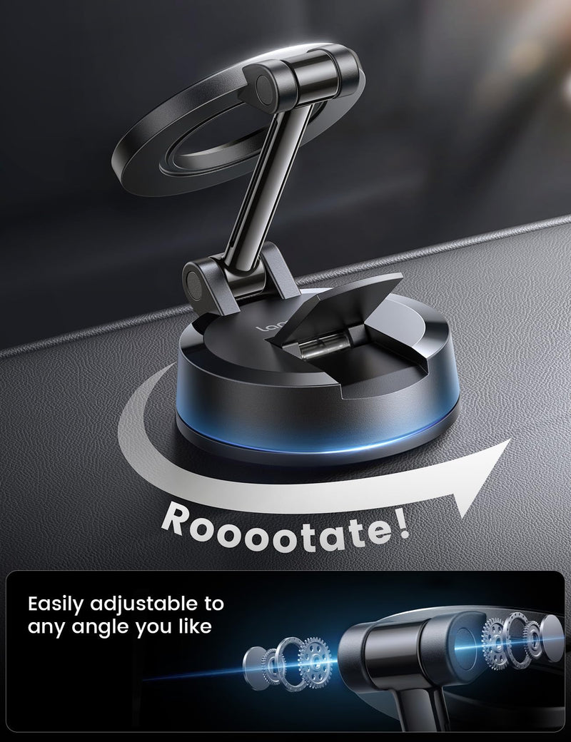 Lamicall for Magsafe Car Mount [70LBS Powerful Suction] Magnetic Phone Holder for Car, 360° Rotation Suction Cup Phone Mount Dashboard & Windshield for Truck fit iPhone 17 16 Pro Max Plus 15 14 13 12 🥇NEW Upgraded - Carbon Fiber