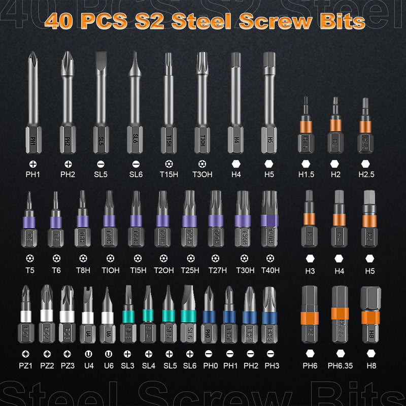 42 In 1 Magnetic Screwdriver Set, Ratcheting Screwdriver Set with Detachable Handle, Multi Magnetic Bits, Portable Repair Tools for DIY, PC, Electronics, Car, Bicycle(Grey) Grey