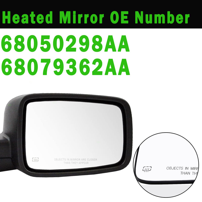 Ram Passenger Right Side Heated Mirror Glass Compatible with 2009-2018 Dodge Ram 1500 2500 Right Power Heated Convex Mirror Glass 68050298AA, 68079362AA