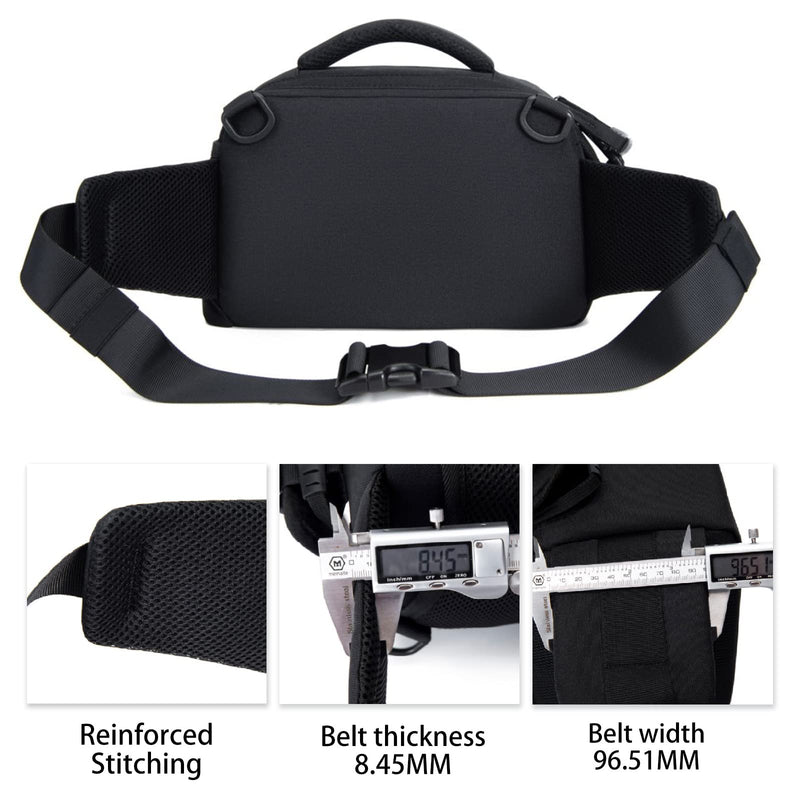 Cwatcun 3-in-1 Camera Waist Bag, Sling/Shoulder/Crossbody Case for DSLR | Fits 1 DSLR +1-2 lenses +phone+water bottle. 7-layer padding, 900D waterproof, adj strap 23.6-45.3".