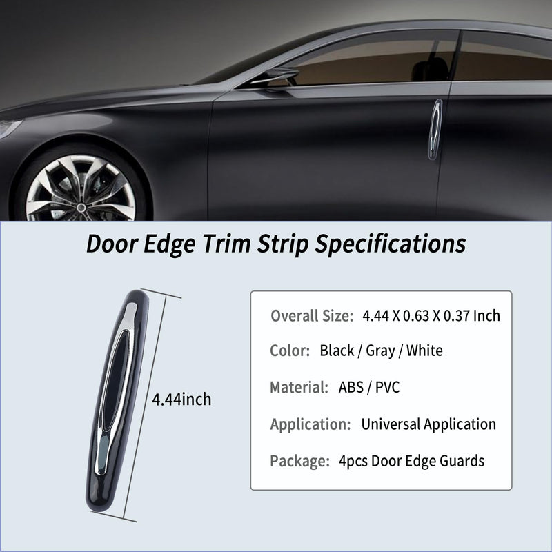 4PCS Car Door Edge Guards,Anti-Scratch Car Door Protector Trim Strip with Self Adhesive for Car Decor,Universal Exterior Car Accessories Door Guards for Cars Trucks SUVs (Black) Black