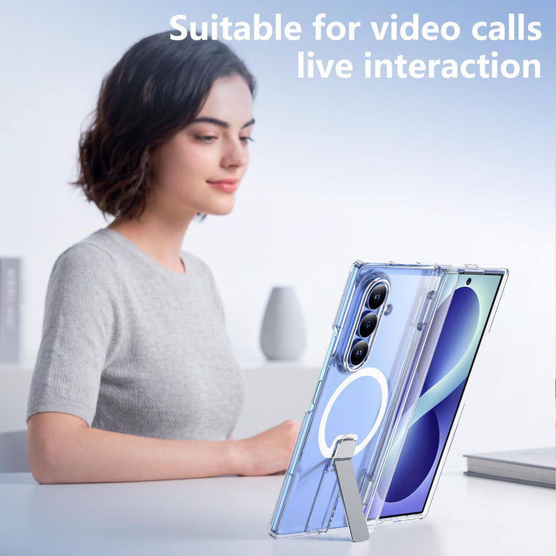 For Samsung Galaxy Z Fold 8 Ultra Case with Kickstand & Screen Protector | MagSafe-Compatible,Military Grade Drop Tested Non-Slip Slim Shockproof Case for Samsung Galaxy Z Fold 8 Ultra-Clear Glaxy Z Fold 8 Ultra-6.9" Clear
