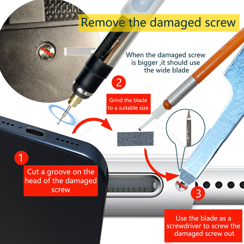 Circuit Board Grinder Chip Grinding Pen Damaged Screw Removal for Cellphone Microcircuit Grinder Cell Phone Repair Tool Rechargeable 11 Grinding Heads 3 Speed Adjustable