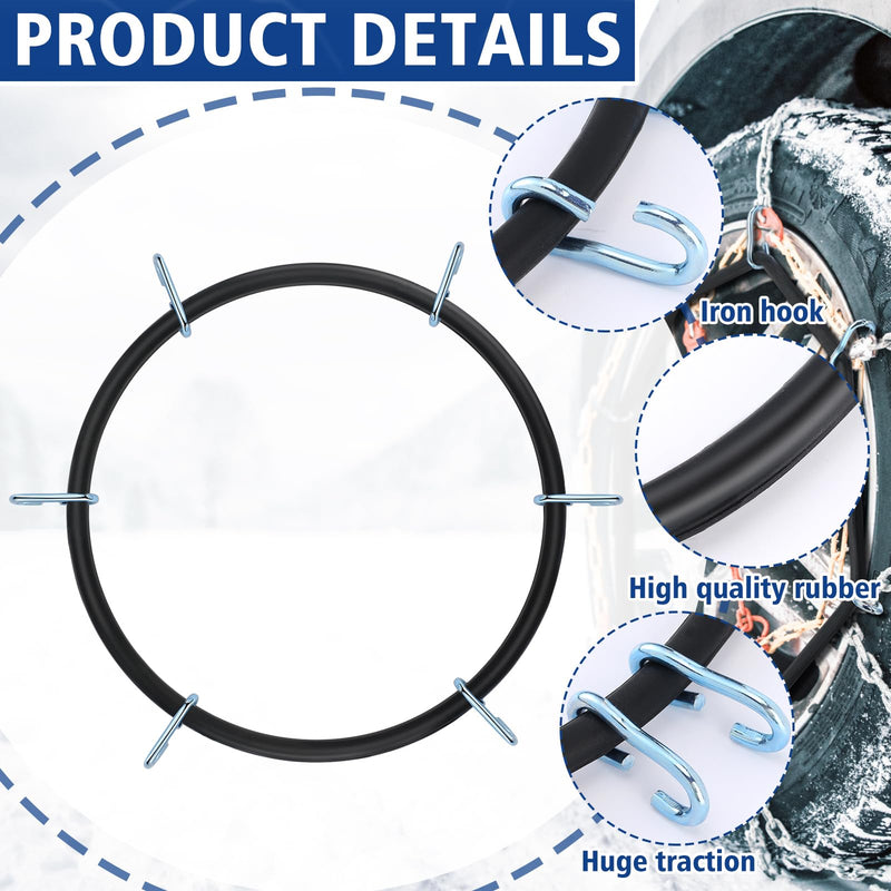BBTO 4 Pcs Light Truck Traction Chain Rubber Tightener Grip Light Truck/SUV Tire Tensioner Adjuster Tire Chain Tensioner for Wheels/Rims Sized from 16 up to 19.5 Inches in Diameter