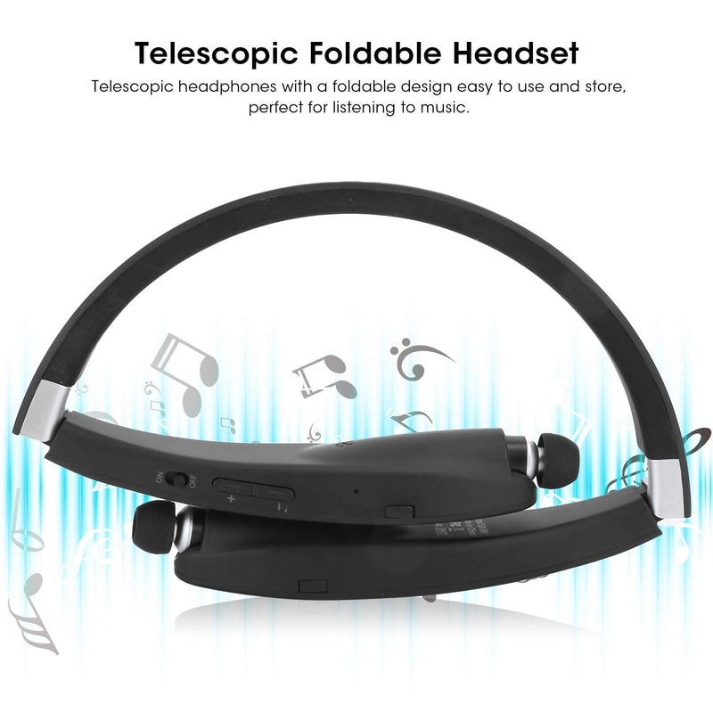 Sanpyl SX‑991 Bluetooth Headset, Bluetooth 5.0 Neckband Headphones Foldable Sports Earphone with Retractable Earbuds, for Home Office,Video Conference, with Carry Case