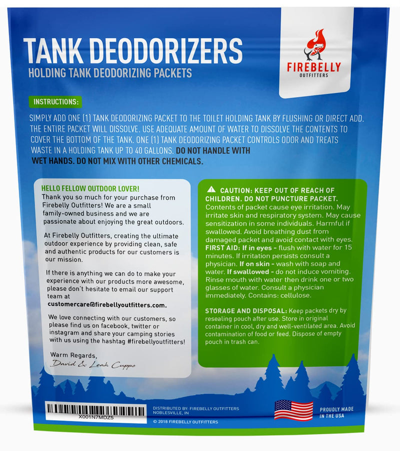 Firebelly Outfitters RV Holding Tank Deodorizer + Septic Tank Treatment + Cleaner - 20 Packets, Mulberry – Sewer Solution, Marine Camper Portable Toilet Chemicals, Odor Eliminator, Formaldehyde Free