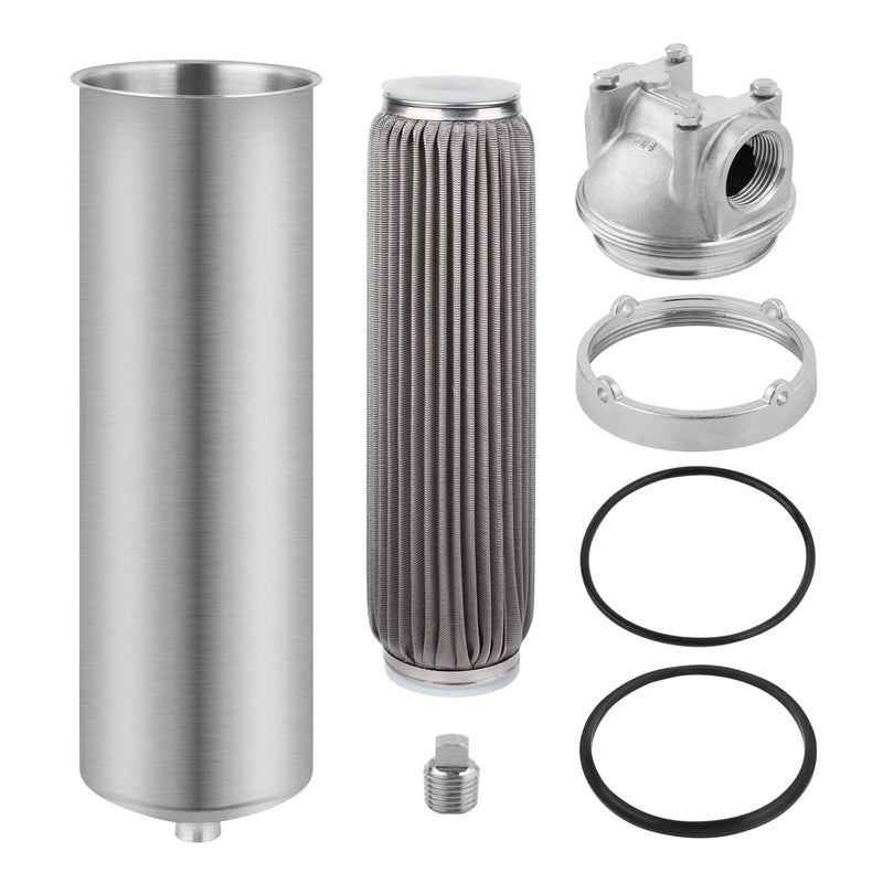 100 Micron 10" x 2.5" Stainless Steel Pleated Whole House Water Filter Cartridge, Universal Cleanable Water Filter Replacement for Well Water(100 Micron) LX-10B