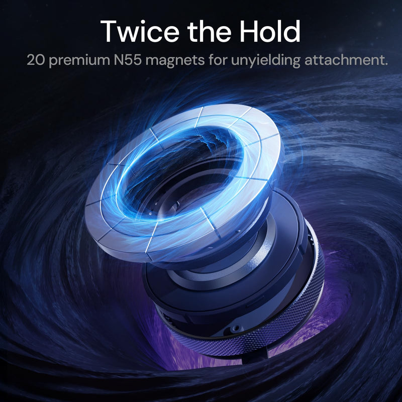 Full Aluminum Alloy Magnetic Car Mount 2025 for iPhone 17 Pro Max/16/15 [80+LBS Rock-Solid Suction & 3200gf N55 Magnet] 360° Adjustable Phone Holder for Car Dashboard/Windshield - No-Shake Stability Blue black