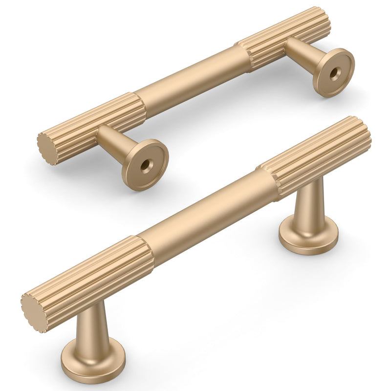 Amerdeco 10 Pack Champagne Gold Cabinet Pulls 3Inch(76MM) Hole Centers Kitchen Cabinet Handles Hardware for Cupboard Handles Drawer Pulls ZH0071 3"/76MM Pull