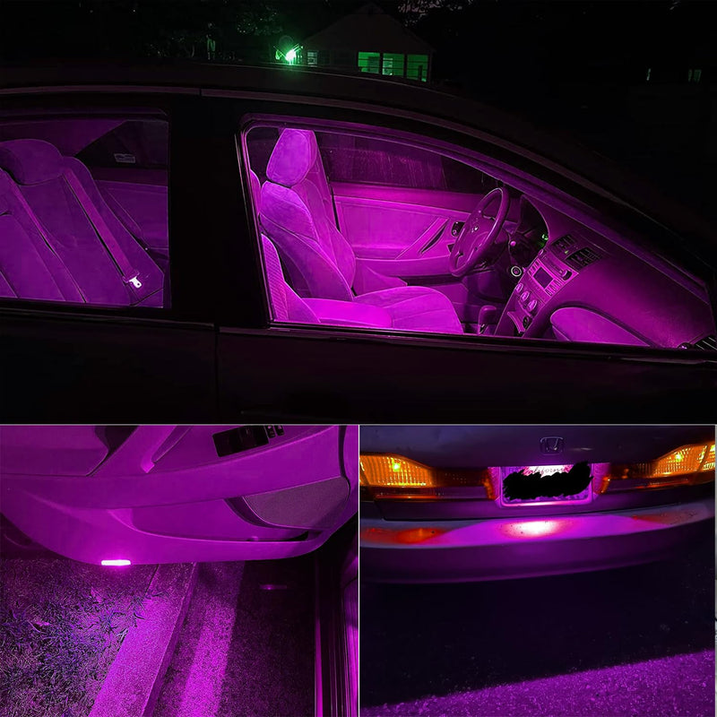 PHINLION 194 LED Light Bulb Purple 168 2825 W5W T10 Wedge 5-SMD 3030 Chipsets LED Replacement Bulbs for Car Interior Dome Map Door Courtesy Parking License Plate Lights, Pack of 10