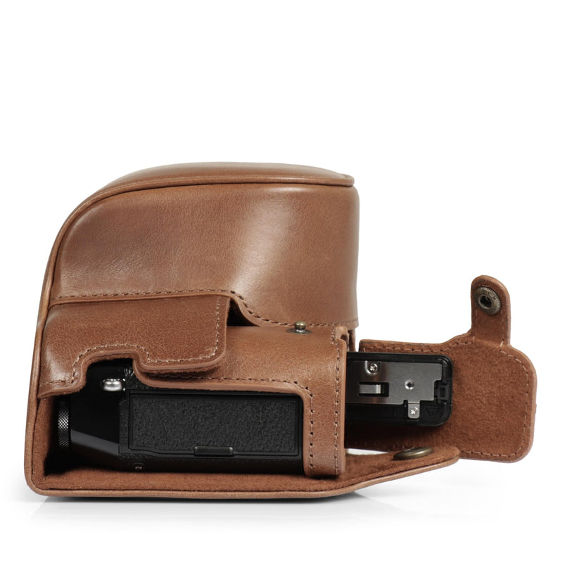Mega Gear Genuine Leather Camera Case for Fujifilm X100VI - Stylish and Protective - Brown