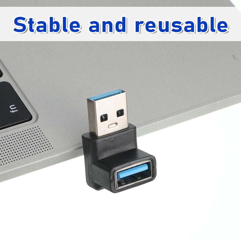 4 Pack 90 Degree USB A Male to Female Adapter Right Angle USB Adapter | Up Down & Left Right Angle USBs 3.0 Connectors for Laptop, Hard Drive, Keyboard, Power Bank,High-Speed Transmission