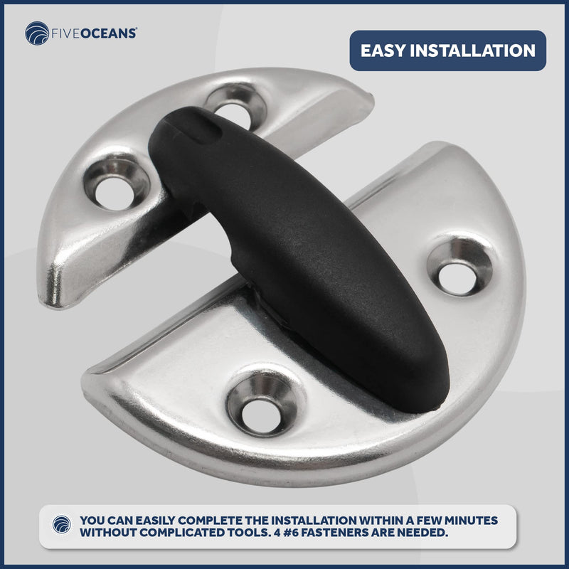 Five Oceans Marine Boat Latch, 2-3/8 Inch Round Twist Lock, 316 Stainless Steel Door Latch Catch for Boat Compartments, Cabinets, Hatches, and Center Console Doors - FO556