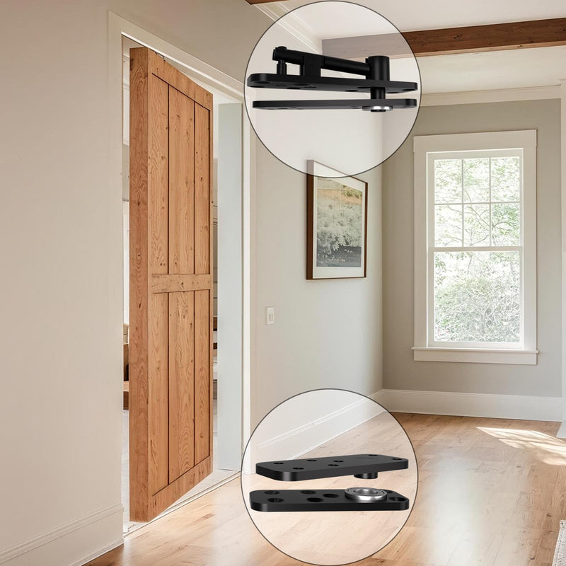 Hidden Door Hinge with Dual Bearing Design - Rotating Silent Invisible Door Hinge Kit for Heavy Duty Secret Door, Perfect for DIY Carpenters & Door Bookcase 580lbs Load-Bearing Double Bearing Hinges Black