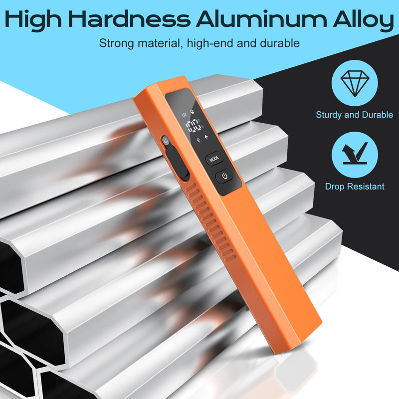 EDC Flashlight 4 in 1 Pocket Magnetic Slim Flat Flashlight High Lumens Work Light with Green Beam & UV Light & Warning Light Combo EDC Rechargeable LT-010 (Orange Color) Orange