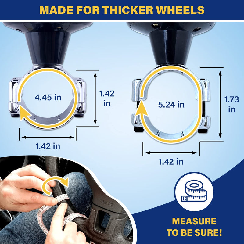 Steering Wheel Knob for Truck - XL Size for Thick Steering Wheels - Spinner for Heavy Duty, Vans, Pickup Trucks, Semi, Sport, Tuning - Facilitates Maneuvers