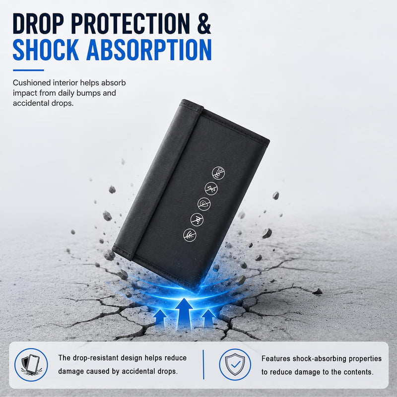 Faraday Bags for phones, Dual Shielded Compartments, 2 Card Slots, Black | Triple-Layer Signal Shielding, Fireproof Waterproof Exterior, for Phones, Cards & Keys, Blocks WiFi, GPS, RFID & Bluetooth 1