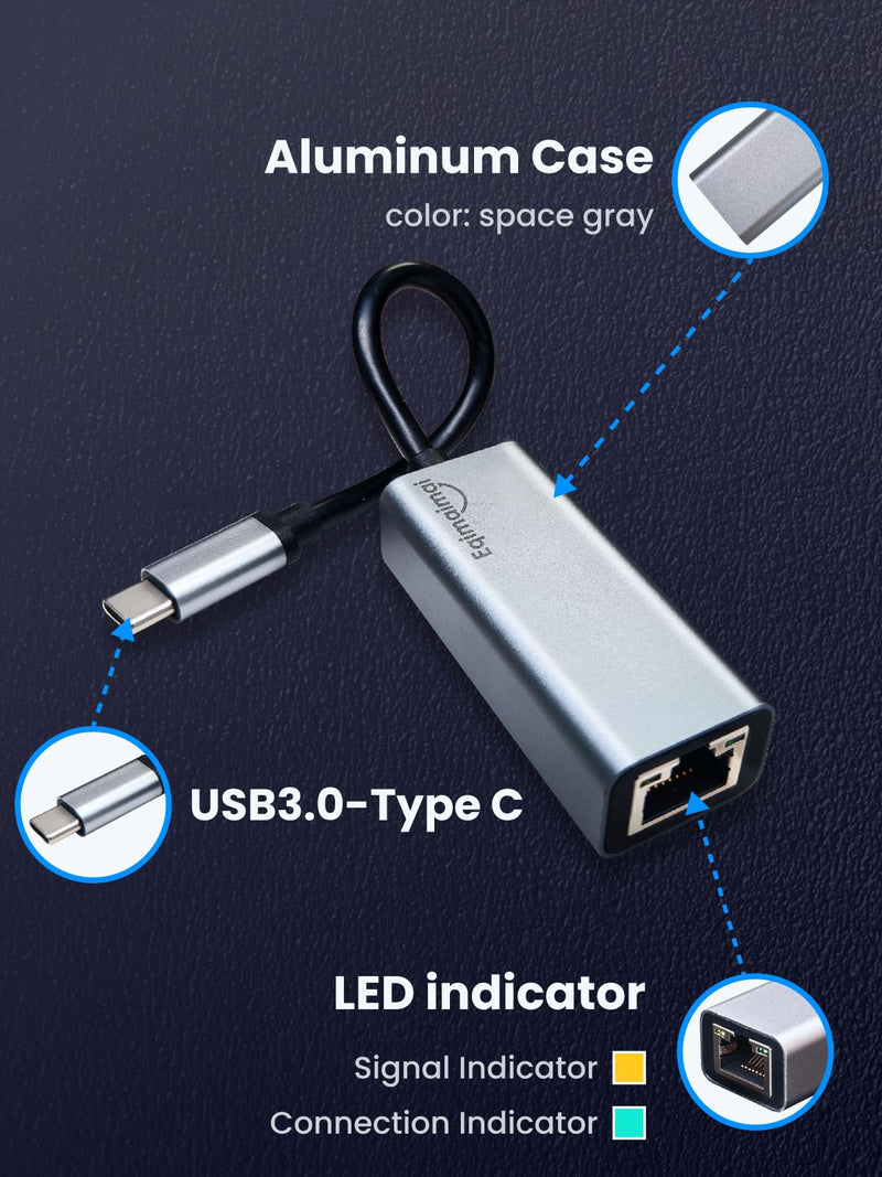 ethernet to USB c Network Adapter with gigabit,Ideal ubsc ethernet Adapter for MacBook Air,MacBook pro,for iPad 10th,Dell XPS,Chromebook,Surface USB C to Ethernet Adapter