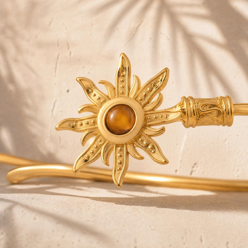 Gold Sun Arm Cuff for Women Adjustable Upper Arm Bangle Coil Swirl Armband Minimalist Jewelry Statement Cuff Beachy Party Accessory