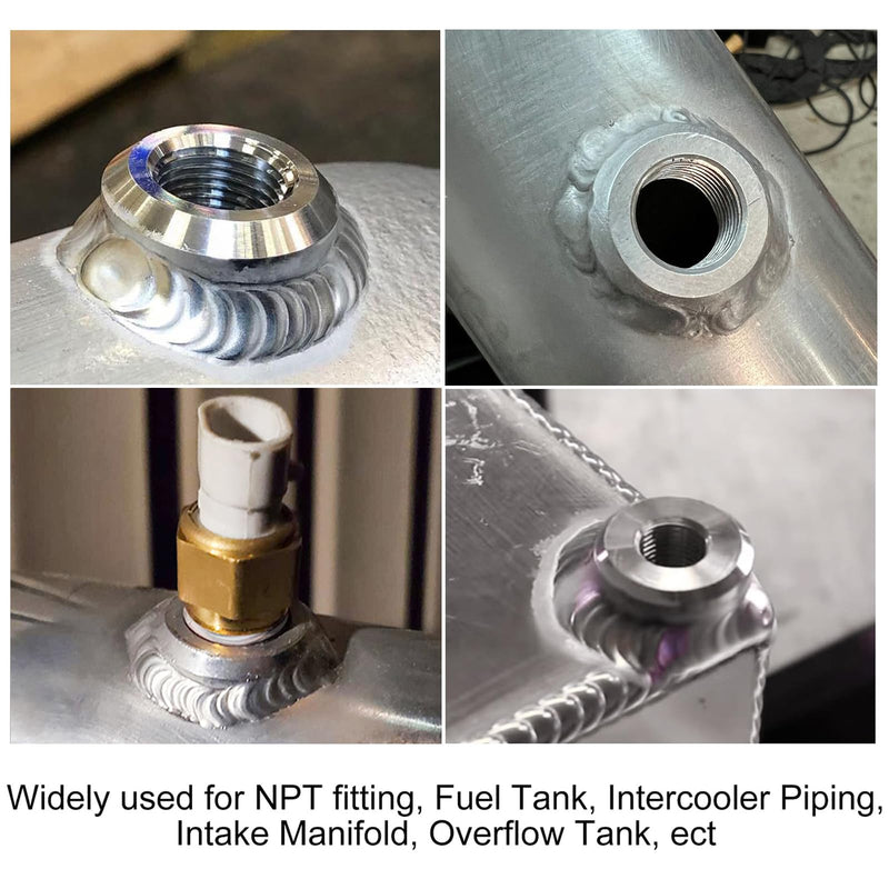 Aluminum 1/4" NPT Female Weld on Bung Weldable Fitting 4PCS 1/4NPT