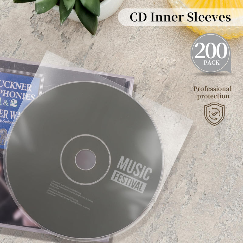 50 PCS CD/DVD Inner Sleeves – Anti-Static Round Bottom Clear Transparent Plastic Sleeves for 5-Inch CD, DVD, Mini LP Storage, Protect Discs for Album or Jewel Case 50