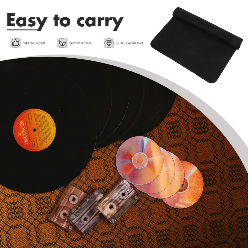 5pcs Vinyl Record Cleaning Cloth and CD Clean Cloth for Turntable Maintenance, Black Small Size Fiber Towels for Vinyl Album and CD Surface Care, Anti-Static Cleaning Accessories