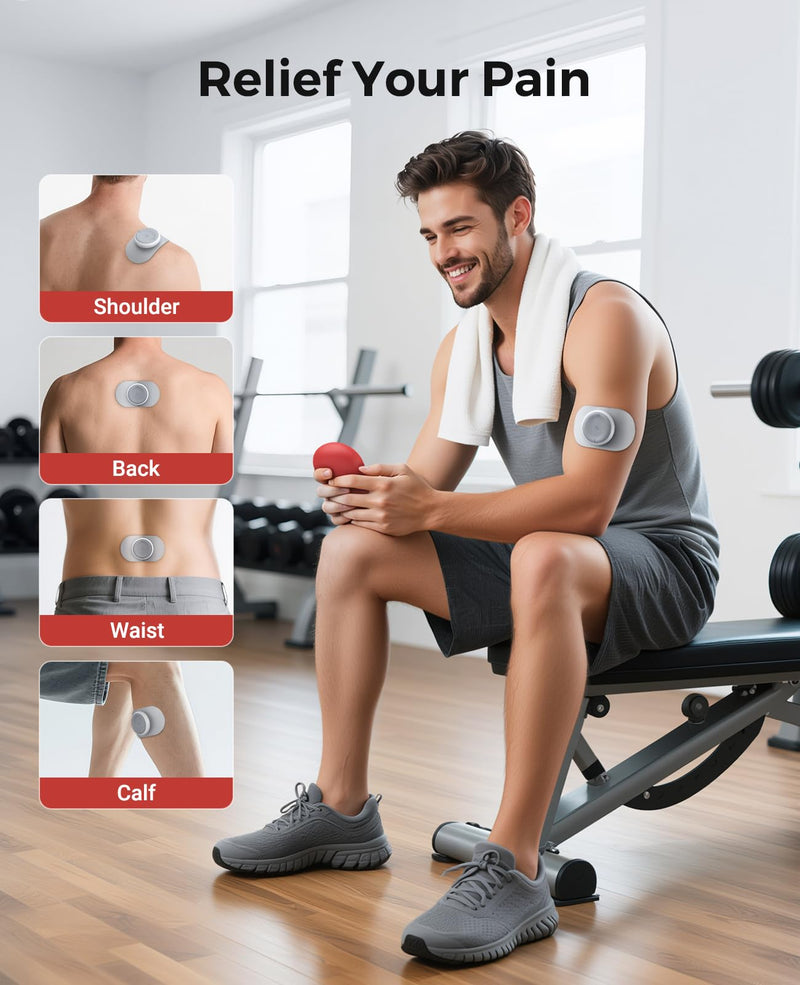 Wireless TENS Unit, Muscle Stimulator for Pain Relief, Portable TENS Machine, Dual Channel Pocket-Size EMS Massage Device with Charging Case, LED Screen for Back, Shoulder, Waist, Red