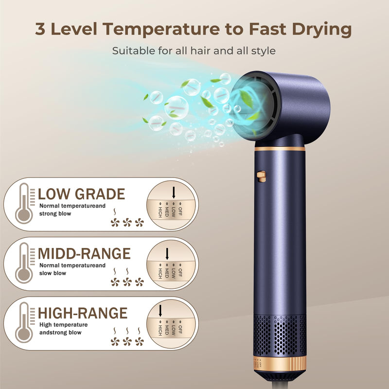 5 in 1 Hair Styler Airbrush Hairstyer Air Brush 5 in 1 Air styer | Airstyler Multi-Blow Dryer Brush Set with Curl, Straighten, Wavy, Smooth, Magic Styler for All Hair Types and Lengths Blue