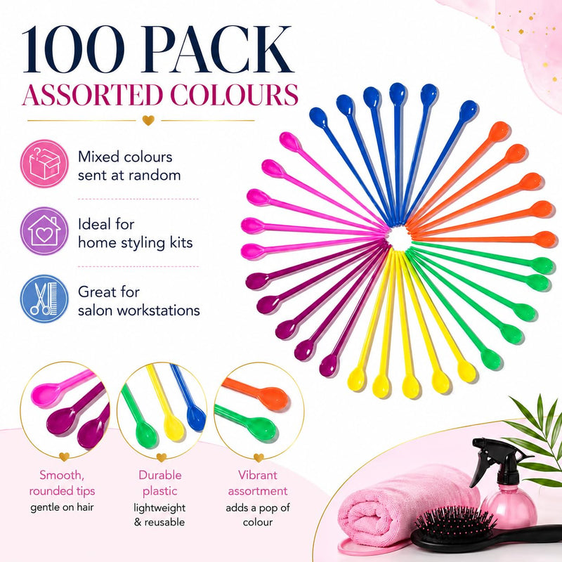 Mnixy 100 Pack Plastic Hair Perm Rods, 7.5 cm Curling Sticks, Single Colour | 100 reusable PP plastic curling rods in one colour, 7.5 cm long, for wet or dry hair styling, sectioning and salon practice.