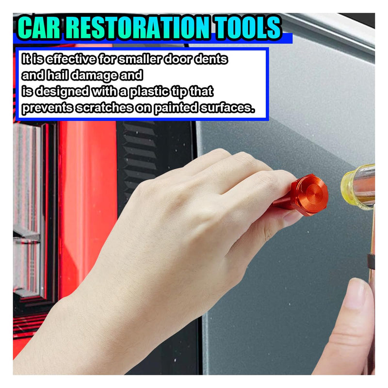 Paintless Dent Repair Kit, 9 Different Shaped Hammer Heads & Metal Tap Down Pen, DIY Vehicle Body Dent Remover Tool Set for RV, SUV, Truck