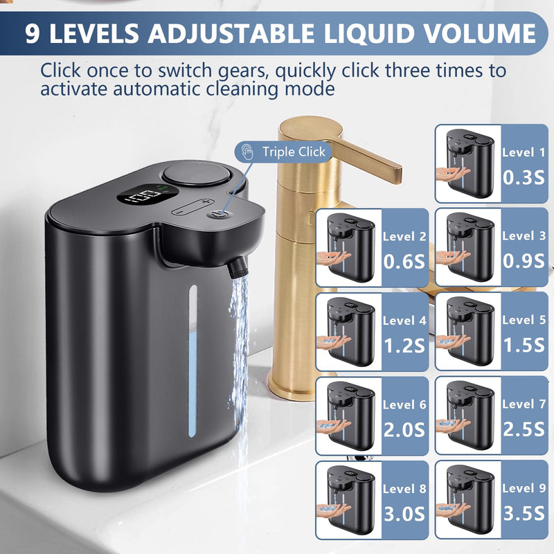  [AUSTRALIA] - Automatic Soap Dispenser,9 Levels Dish Soap Dispenser for Kitchen,Touchless Liquid Hand Soap Dispenser for Bathroom,16.9oz/500ml,1200mah Rechargeable,Wall Mount & Countertop