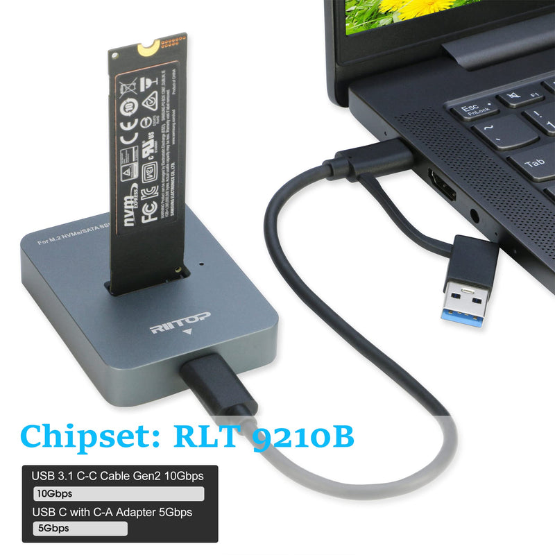 RIITOP NVMe to USB Docking Station + M.2 to USB Docking Station
