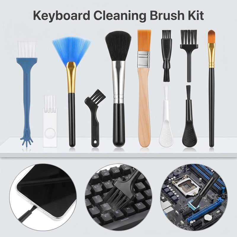Anti Static Brush Keyboard Cleaning Set, 10Pcs Nylon Mini Brushes for Electronics Dust Removal, Small Cleaning Brushes for Computer Laptop PC