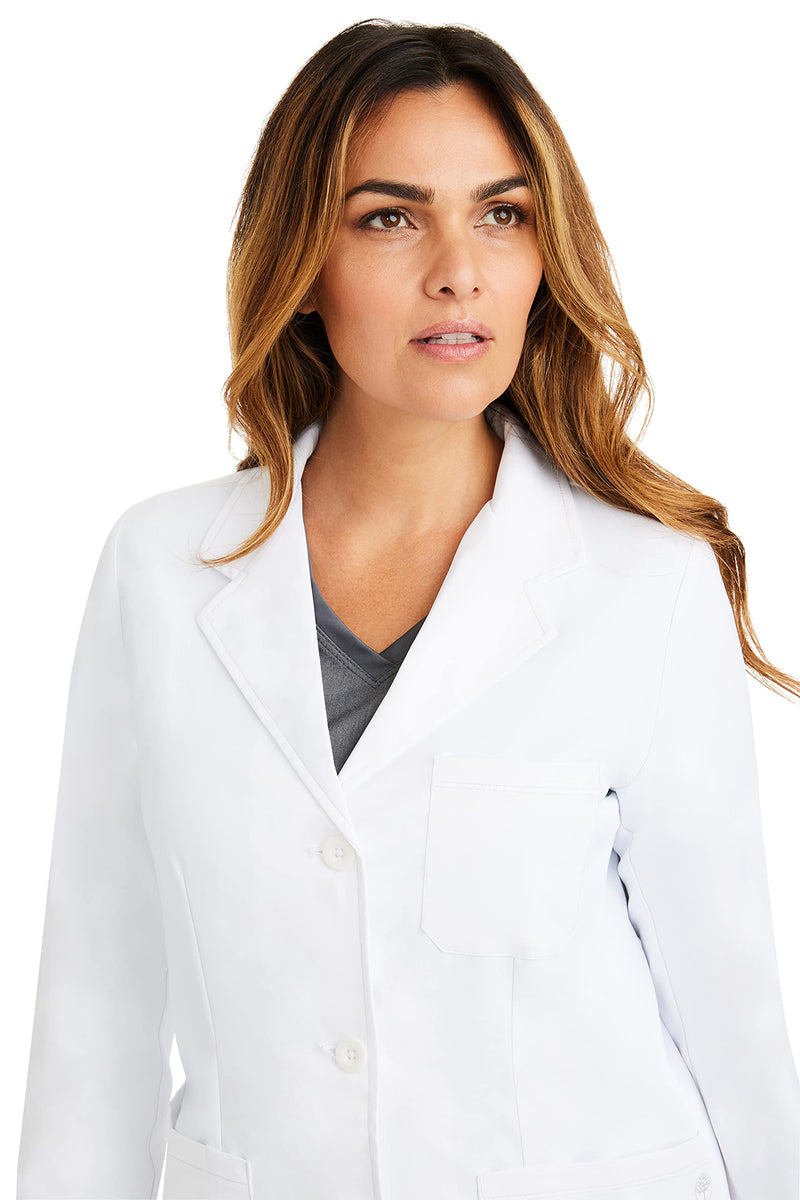 Healing Hands Women's Lab Coat with 4 Pockets, Moisture Wicking & 2-Way Stretch Fabric, Button Front Consultation Coat 5160 Standard Size 29" Medium White