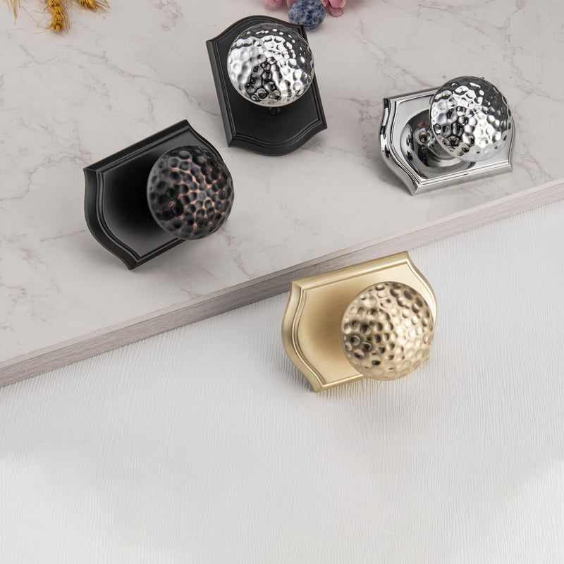 Black Door Knobs with Camelot Trim, Interior Door Handles for Bath & Bed, Heavy Duty Door Knob with Lock Classic Matt Black