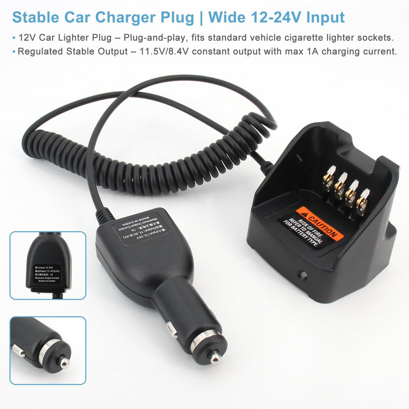 PMLN5228 Travel Charger Compatible for Motorola CP185 CP100D | Fits CP476 CP1200 CP1300 CP1600 CP1660 EP350 Radios, PMNN4476 PMNN4080 PMNN4081 Batteries, PMLN5228A PMLN5398 Car Charger