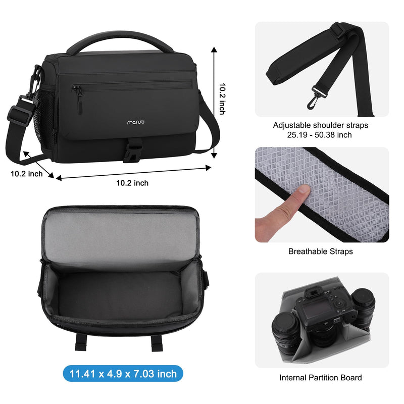 MOSISO Camera Bag for Photographers, Camera Sling Bag Crossbody Bags, Black | DSLR/SLR/Mirrorless Cameras, Waterproof Padded Camera Case with Bottom Tripod Holder&Rain Cover for Canon/Nikon/Sony