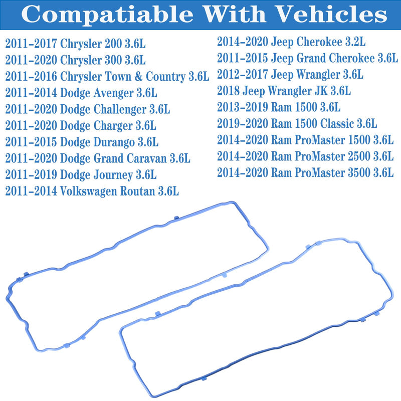 VS50805R for Dodge Charger Challenger Valve Cover Gasket Seal &MS97204 Intake Manifold Gasket 3.6L 2011-2022,Chrysler 200 300,Durango Grand Caravan Journey Jeep Cherokee,Wrangler,Ram 1500 5184596AE