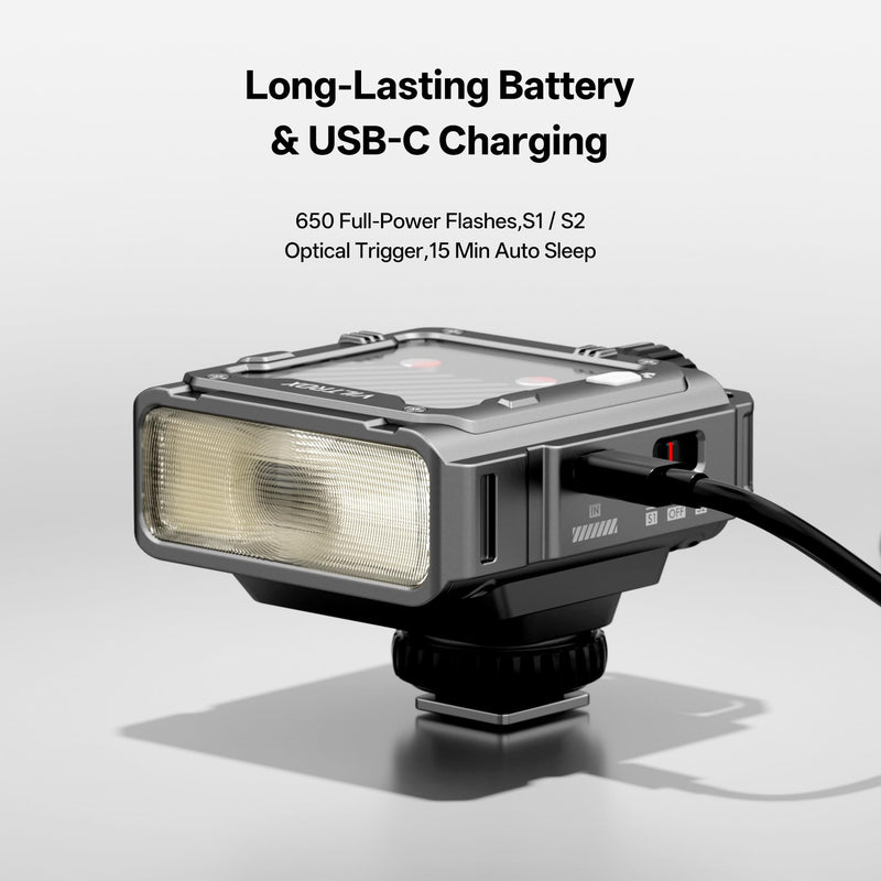 VILTROX Spark Z3 TTL Mini Camera Flash for Nikon, Gray | 6500K, GN16 High-Power, 0.1–1s Recycle Time, TTL Auto with 7 Level Manual Power Control