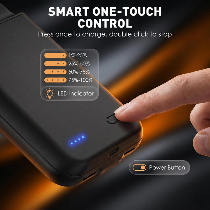 Battery Case for iPhone 16 Pro, Ultra-Slim Travel Portable Charging Case, 2026 Upgrade 7000 mAh Extended Battery Life, Premium Materials Rechargeable Charger Case Black