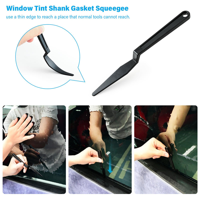 Gomake Vinyl Wrap Tool Window Tint Kit,Car Window Tint Application Kit with Small Rubber Squeegee, Vinyl Squeegee,Shank Gasket Squeegee,Mini Quarter Squeegee for Car Wrapping,Window Tinting, Black