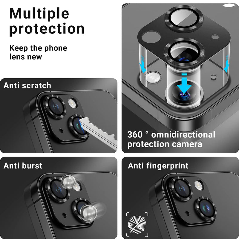 Korecase for iPhone 14 Camera Lens Protector, Anti Scrach HD Tempered Glass Camera Screen Protector Cover,Aluminum Alloy Whole Lens Film for iPhone 14 & iPhone 14 Plus -Blue Blue