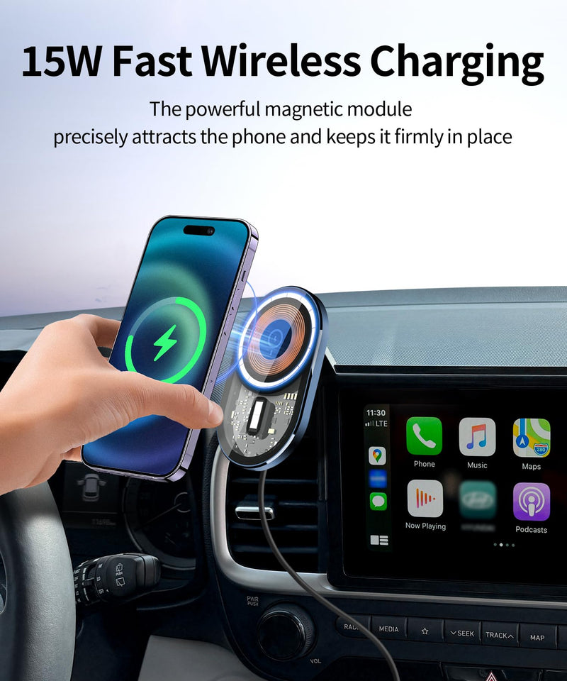 Wireless Charging Car Phone Holder for Hyundai Venue 2020-2026, 8" Screen | Magsafe Accessories Fast Charging Magnetic Cell Phone Holder Clip Compatible with iPhone Android, 3D Fit Vehicle Phone Stand