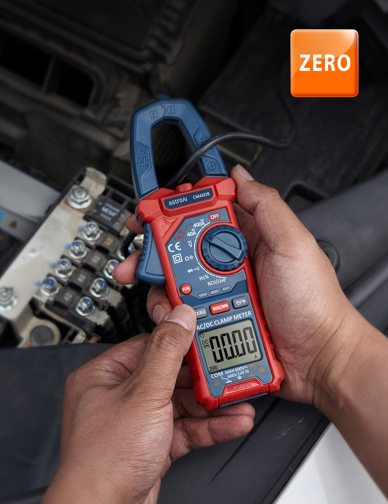 AstroAI Digital Clamp Meter Multimeter 4000 Counts Auto-ranging Amp Tester Measuring AC/DC Voltage & Current, Resistance, Capacitance, Frequency, Continuity, Live Wire Test, NCV Detection, Blue