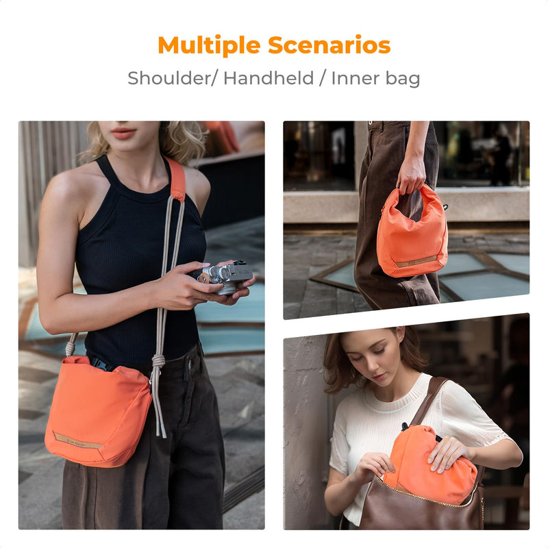 K&F CONCEPT Camera Sling Bag Small | Compact Camera Bag,Cute Soft Camera Pouch, Handbag, Urban Street Photography, BS05 04-Orange