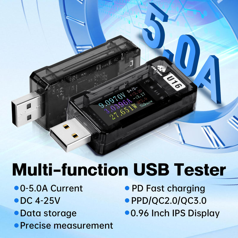 Diymore USB Tester,4-25V 5.0A LCD USB Digital Voltage Current Power Tester Multimeter,USB Power Mester Tester, USB Voltmeter Ammeter QC2.0/3.0